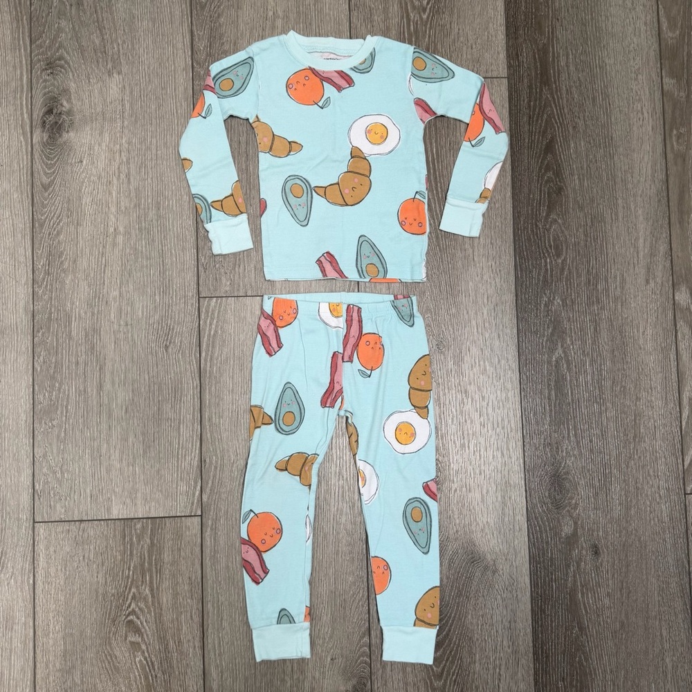 CARTERS 2PC SNUG FIT LONG SLEEVE SHIRT AND PANTS PJ SET BREAKFAST THEME BLUE 3T